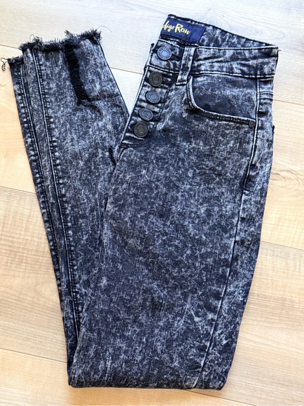 Indigo Rein Black Acid-Wash High-Rise Jeans